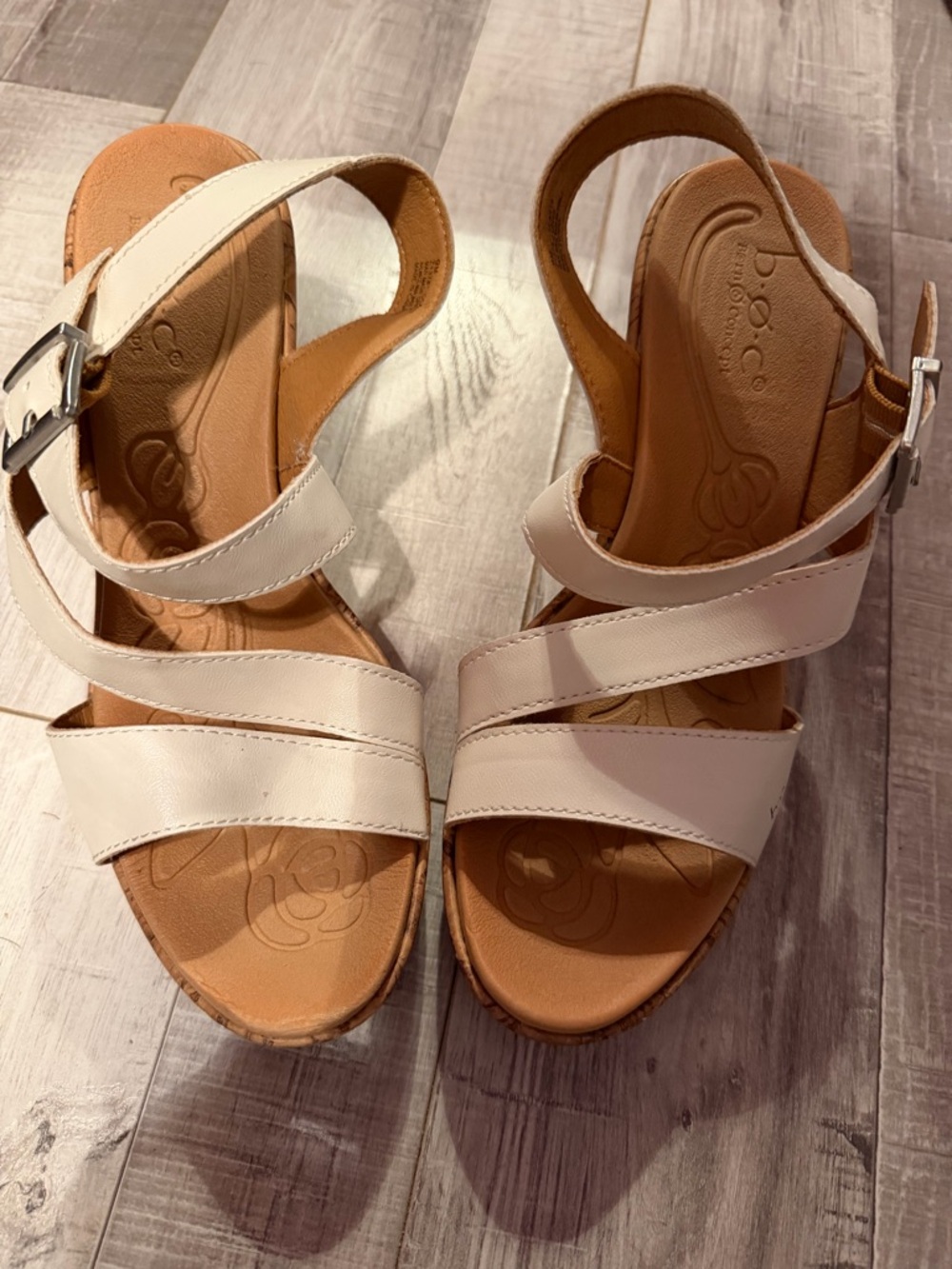 boc White Strappy Wedge Sandals